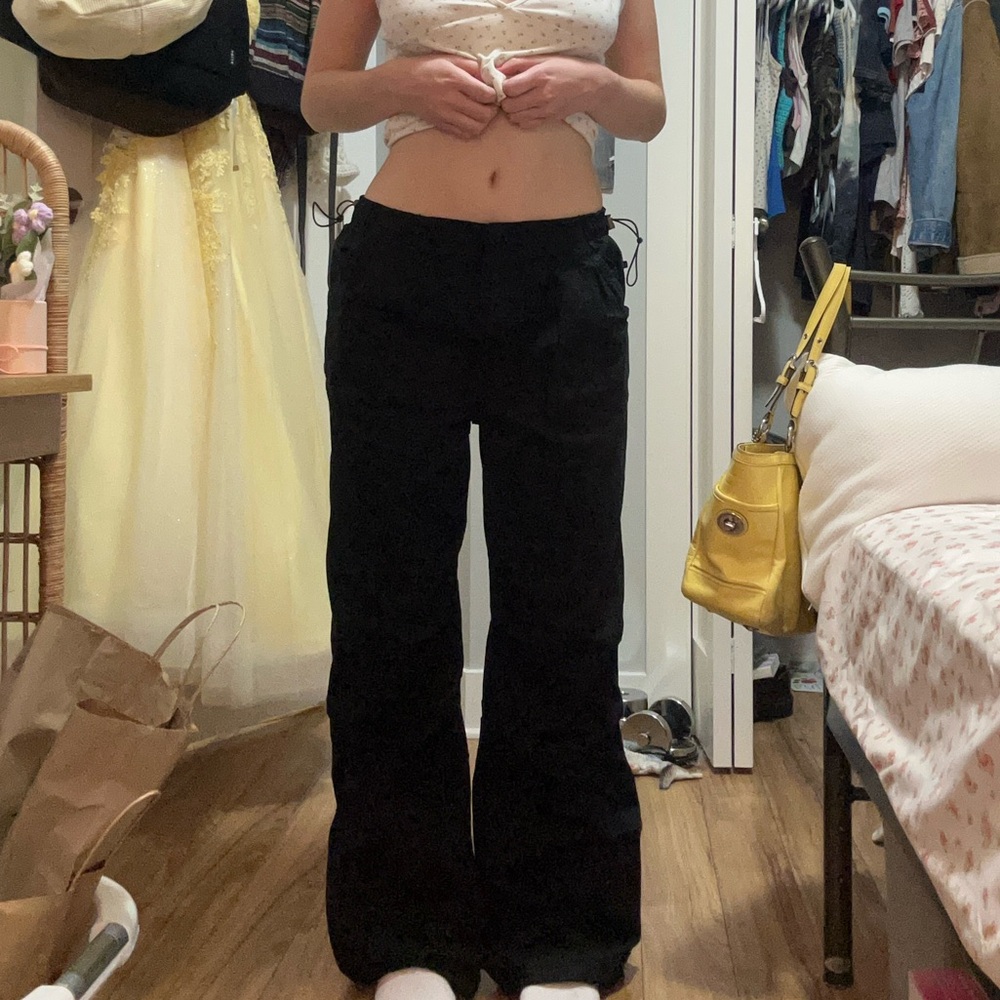Harlow Black Wide Leg Parachute Pants